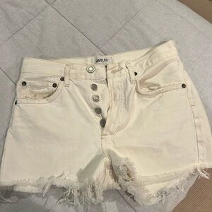Agolde white cutoff denim shorts